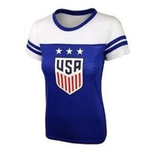USA Women's Soccer T-Shirt Women's Large Team log & colors Soccer